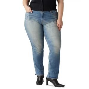 Levi's Women Cave Wall Blue Wash Trendy Classic Straight Leg Jeans Plus Size 22W